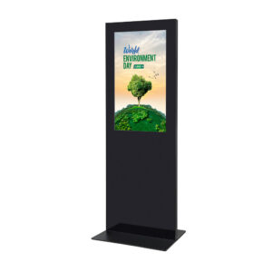 Digitale Infostele Slim Schwarz Mit 43" Samsung-Bildschirm und Touch-Folie